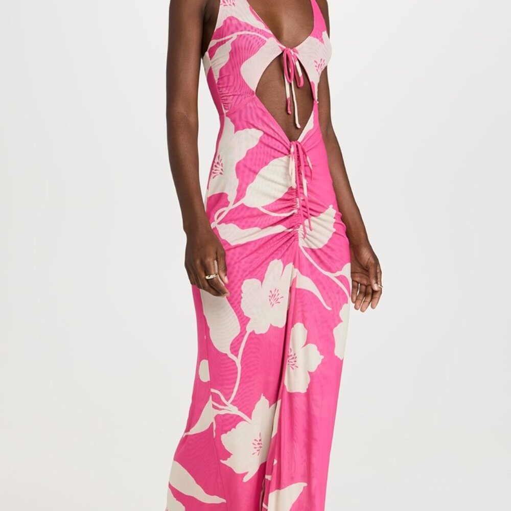 RESA Pink and Cream Floral Cutout Maxi Dress - Picture 5 of 7